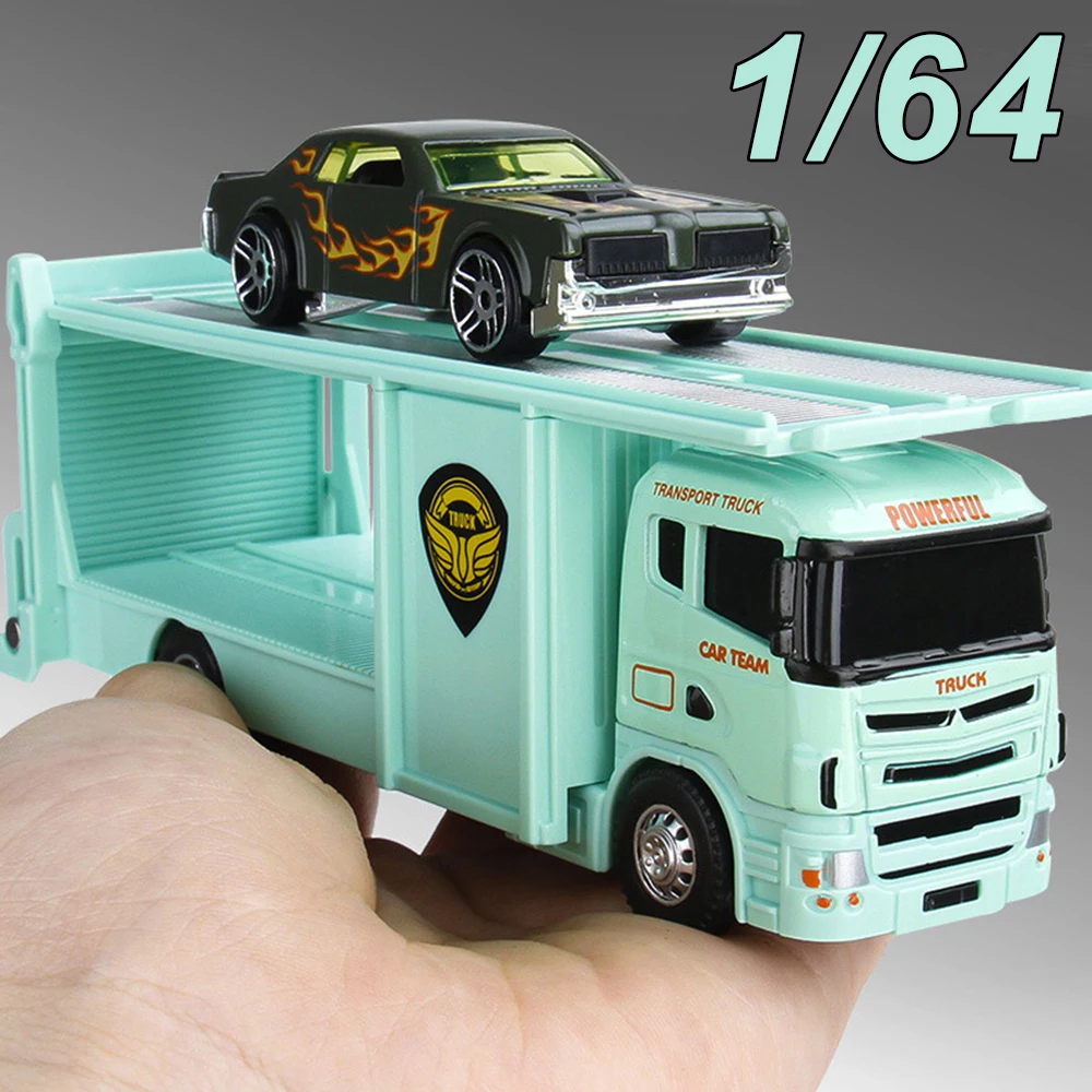1:64 Contenitore in lega di rimorchio pressofuso Veicolo da trasporto Mustang Modello Giocattoli Auto Tirare indietro Firebird JDM Auto sportive Kid Raccogliere regalo