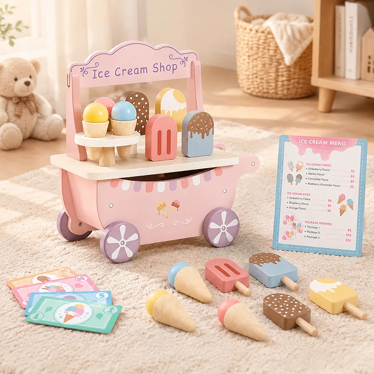 wooden-ice-cream-cart-pretend-play-toykids-simulation-sweet-cone-shop-playsettoddler-interactive-role-play-ice-cream-truck-toy