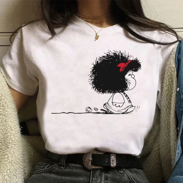 Funny Mafalda Print Women t shirt Harajuku Ulzzang Kawaii Cartoon tshirts for girl Korean Style Casual tee top female  Clothing