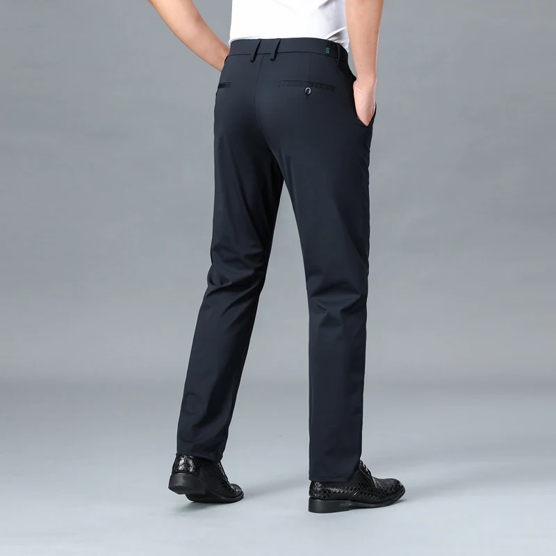 2024 Nieuwe Zakelijke Casual Broek Heren Zomer Dunne High-End All-Match Pak Broek Stretch Zijdeachtige Ademende Formele Pak Broek