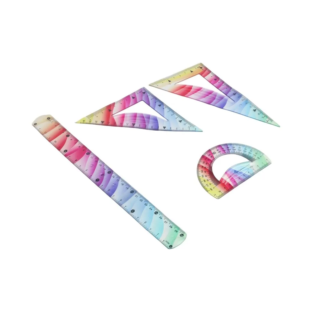 For Teachers Protractor Set Flexible Rulers Set Artistic Tools For Measuring Accurately Student Tools Vibrant Gradient Design