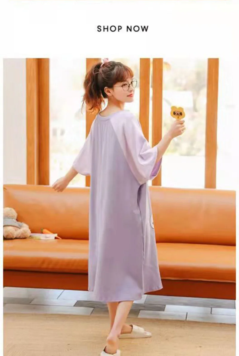 Sleeping Skirt Ladies Summer Korean Version Of The Pajamas Sweet And Cute Students Girls Can Wear Casual Comfortable Home Wear