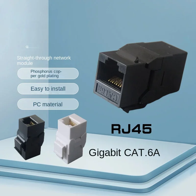 5 Ethernet LAN CAT6A ladder connectors, RJ45 female to female plug-in coupler, UTP 10 Gigabit 6A wall panel socket black, white