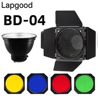 Lapgood BD-04 Reflector de puerta de Granero rejilla de panal + filtro de 4 colores para Reflector estándar de 18cm accesorios de Flash de estudio fotográfico