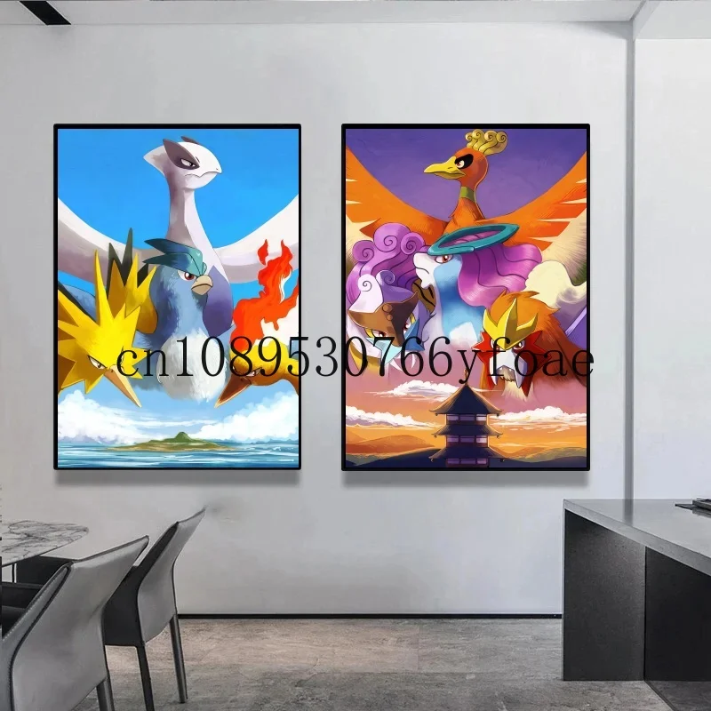 

Pokemon Cartoon Poster Retro Gyarados Charizard Anime Action Figures Canvas Painting Wall Decoration Poster Kids Decorate Gifts