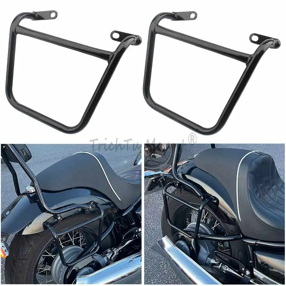 2Pcs Saddlebag Rail Support Racks Fit For Bmw R18 Classic 100 Years 2020-2023 High Quality Steel Iron Vivid Black Support Frame