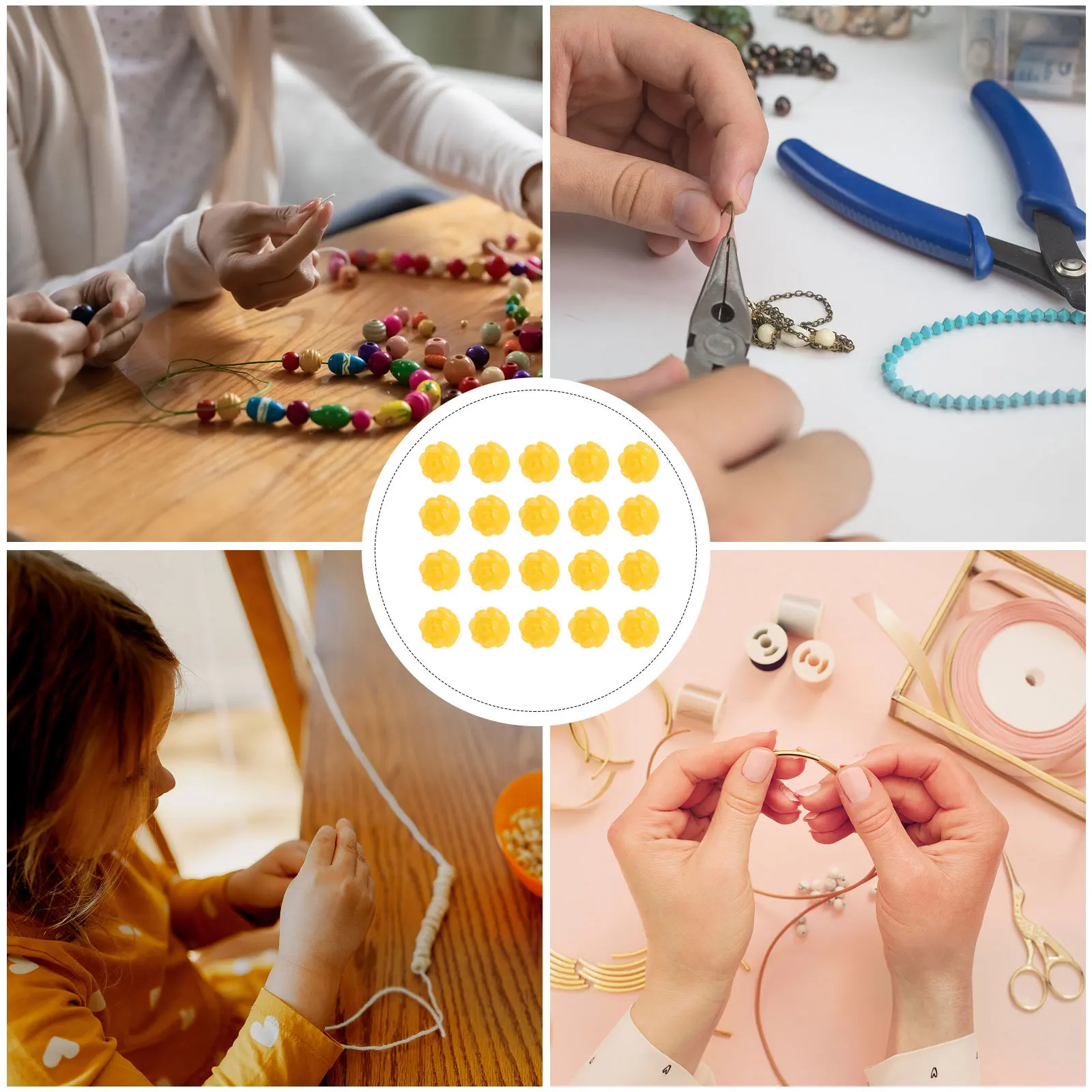 

36Pcs Resin Lotus Beads Elegant Door Curtain Accessories DIY Handmade Beads for Door Curtain Decor and Crafts Bead Crafts