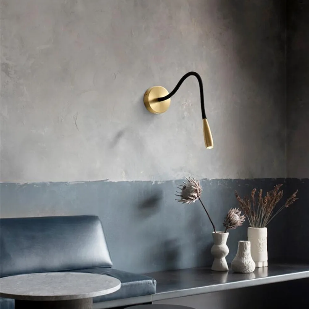 Energy Efficient 3W LED Reading Light Flexible Gooseneck Aluminum Reading Lamp Warm Light 3000K Wall Mount Wall Lamp Bedside