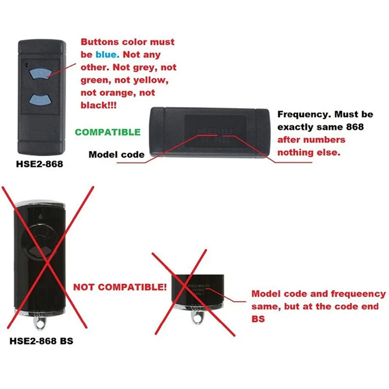 Remote Control 868 Mhz Compatible With For HORMANN HSM2,HSM4 HSE2 868 Garage Door Wireless Remote Command Opener Replacement