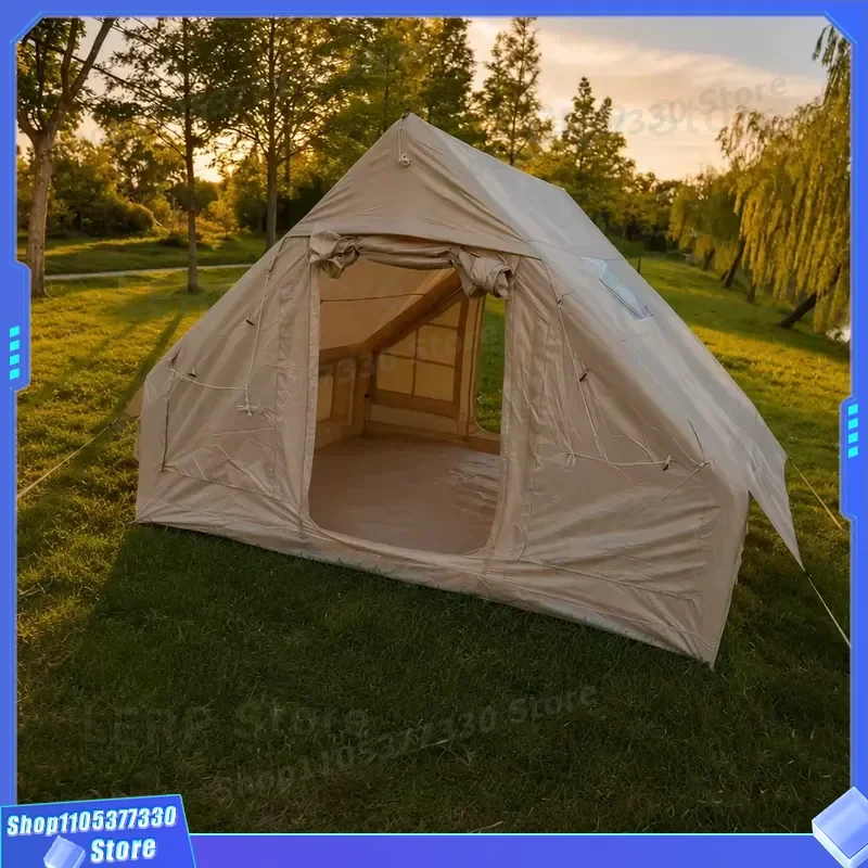 Outdoor Inflatable Tent 6.3sqm Standard Air Column 210D Oxford Khaki 3-4 Person Family Portable Easy Build Glamping Camping