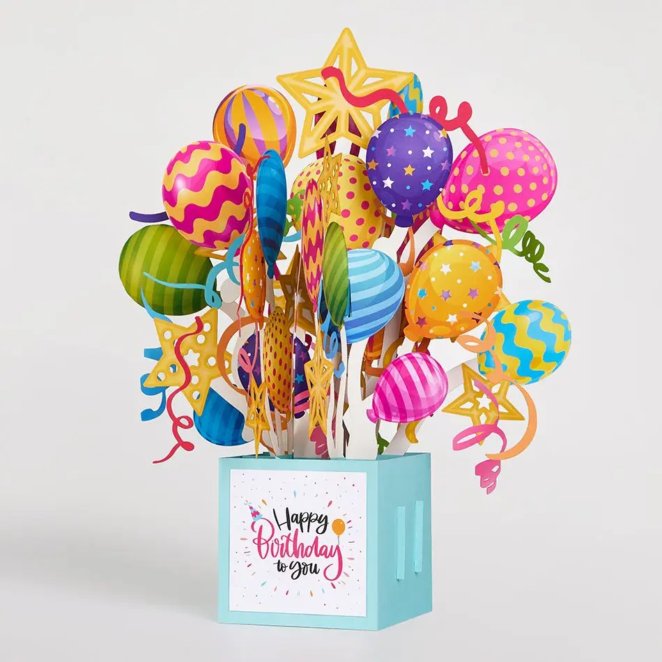 Birthday Card With Envelope Balloons Pop-Up Greeting Card Surprise Birthday Gifts Birthdays Celebration Anniversary Thanksgiving