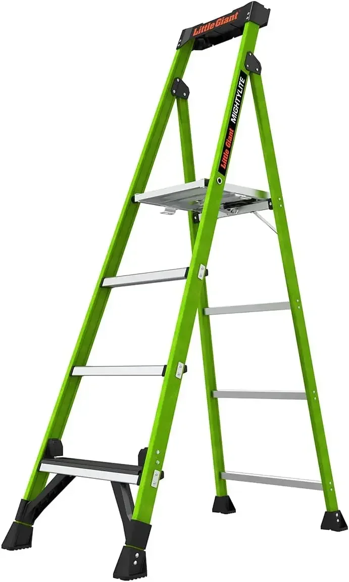 Ladders, MightyLite 2.0, 6' Stepladder with Ground Cue, Fiberglass, Type IAA, 375 lbs Weight Rating, (15406-001), Green
