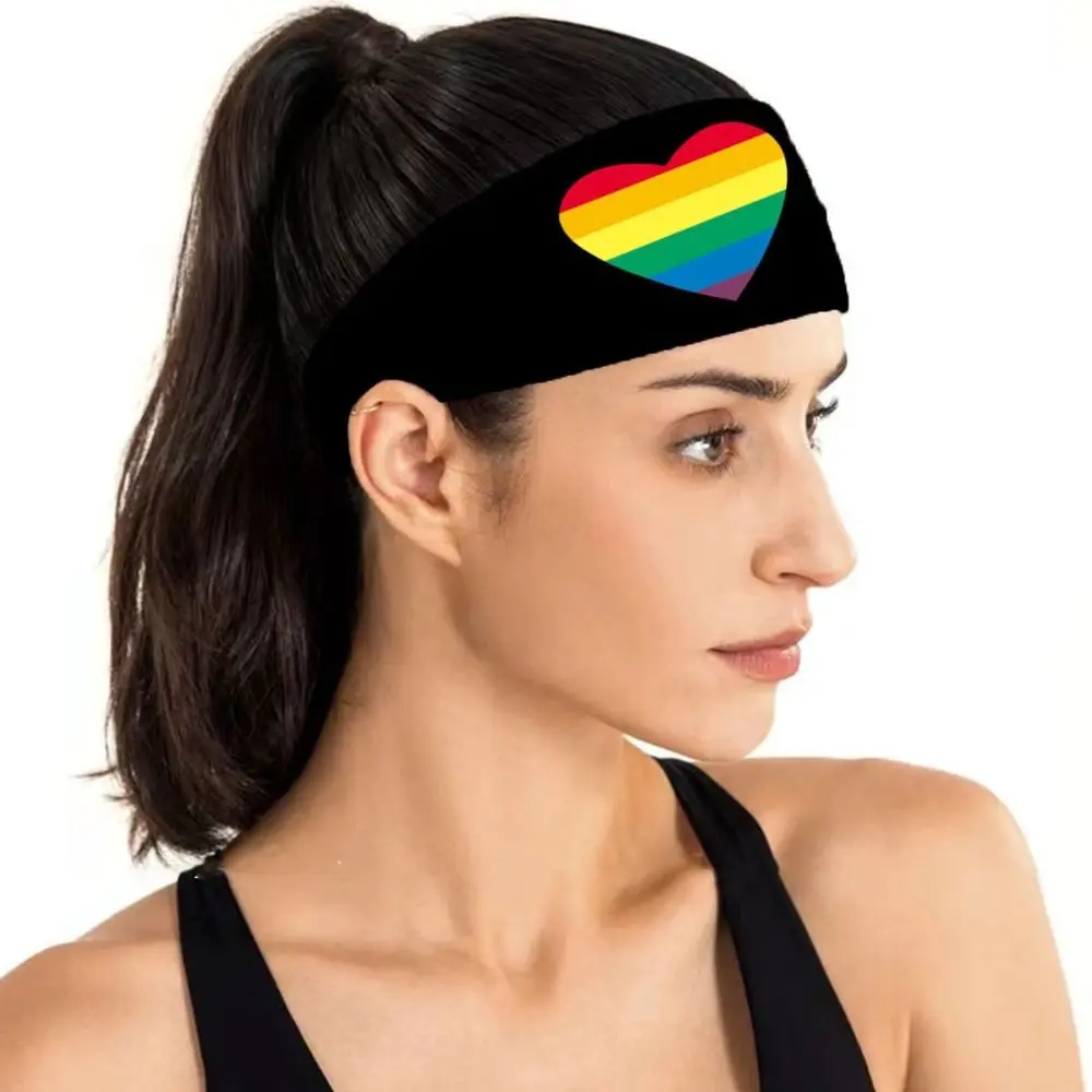 Fashion Parade Rainbow Elastic Headband Heart Letter Rainbow Headband Yoga Sports Hairband Breathable Sports Hairband Daily