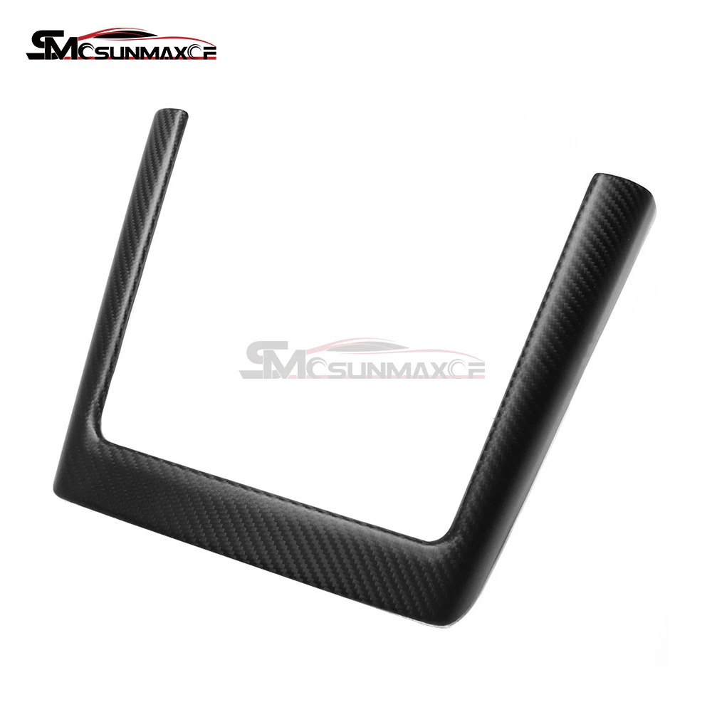 ل تسلا نموذج 3 هايلاند 2024 ألياف الكربون الحقيقية الداخلية إطار شحن لاسلكي الديكور غطاء اكسسوارات السيارات