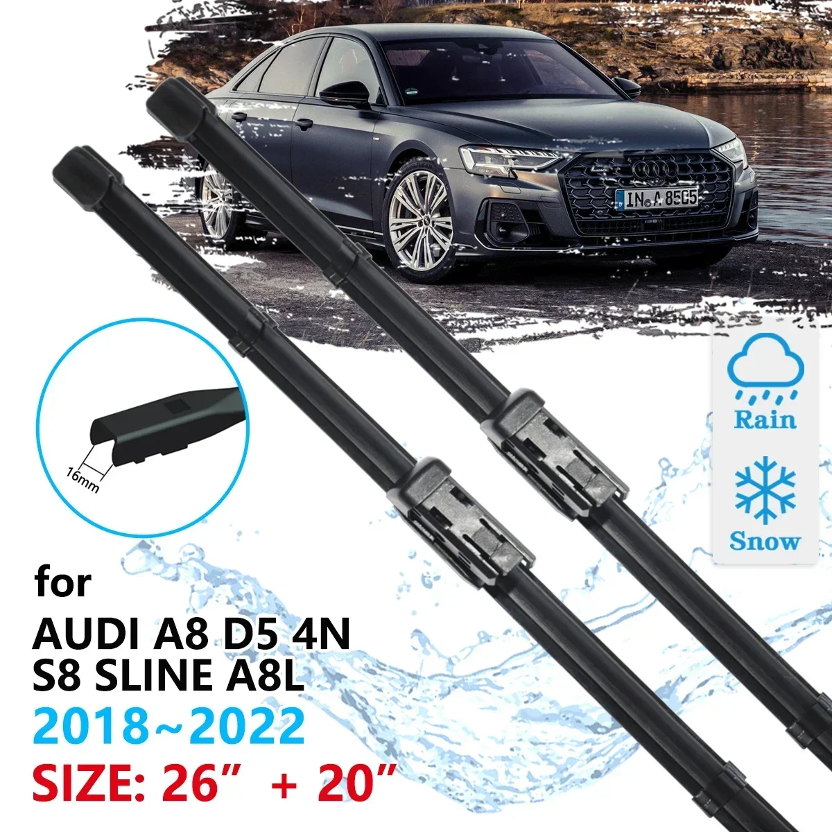 For Audi A8 D5 4N 2018~2022 S8 Sline A8L Windscreen Windshield Accessories Window 2018 2019 2020 2021 2022 Car Front Wiper Blade