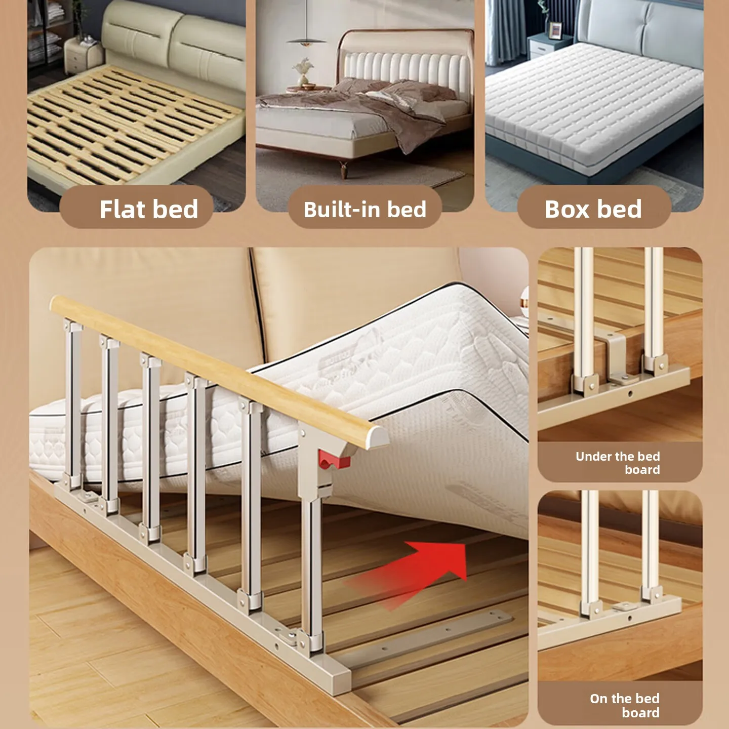 Foldable Bed Assist Rail Bedside Safety Guard Standing Support for Seniors Home Care Bed Fall Prevention Mobility Aid 침대 안전 손잡이
