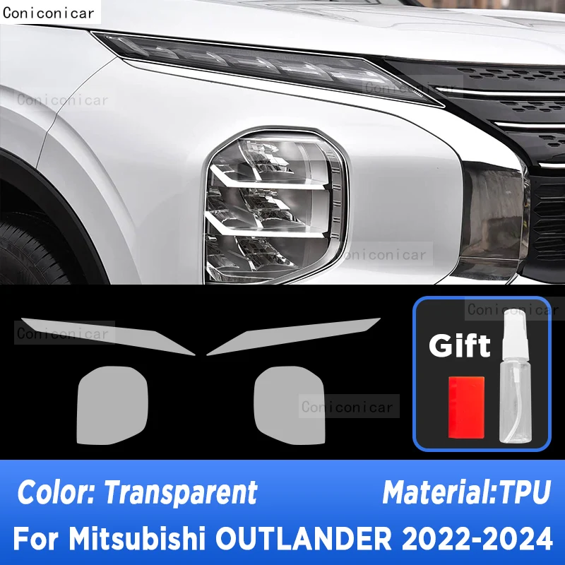 

For Mitsubishi OUTLANDER 2022-2024 Car Exterior Headlight Anti-scratch Front Lamp Tint Transparent TPU Protective Film