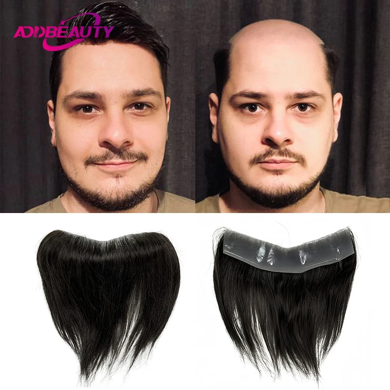 V frontal toupee fina da pele do plutônio 0.05-0.14mm vinop peruca masculina indiano cabelo humano sistema de substituição 6 polegada hairpiece cor