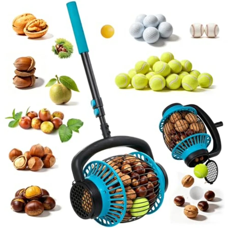 

Garden Acorn Picker Upper Roller for Sweetgum Balls, Walnuts, Hickory, Magnolia Seeds, Pecans, Pinecones, Golf Balls Dual-Mode