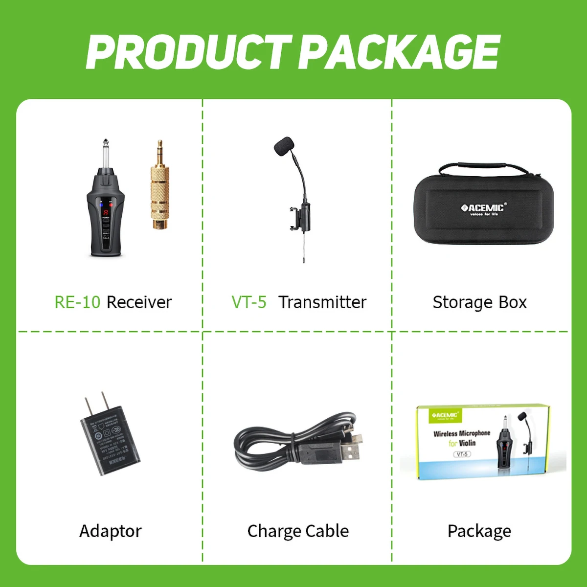 Draadloze vioolmicrofoon Acemic VT-5