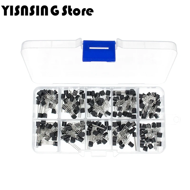 TO-92 BC337 BC327 2N2222 2N2907 2N3904 2N3906 S8050 S8550 A1015 C1815 Transistor Assortment Kit 10value 200PCS,Transistors Box