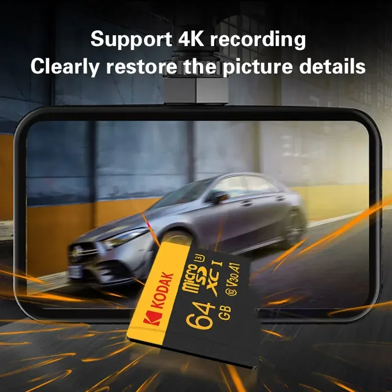 2Pcs Kodak Original Micro TF SD Cards 64GB U3 V30 Flash Card 4K Full HD Memory Card TF Memory for Phone/Computer with SD Adapter