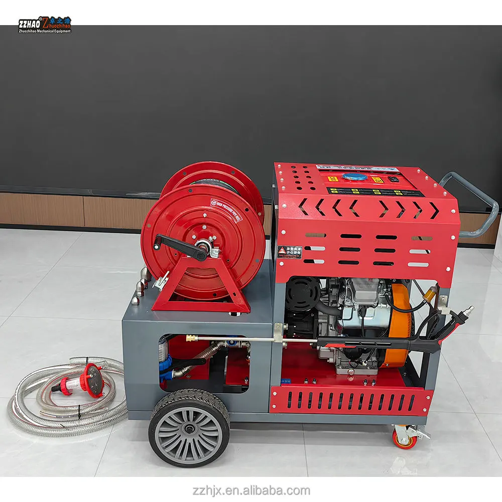 200Bar High Pressure Washer with Remote Control Panel Unclogging Pipes and Sewers  Pipe Cleaning Machine for Cleaning