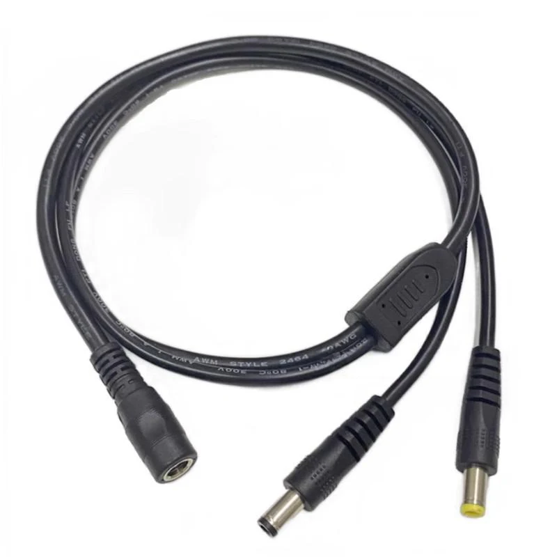 DC 5.5*2.5 1 to 2 Power Splitter Cable 5525 Female To 5521 Pure Copper 0.75 Sq Surveillance Camera Connection Cable 0.7 Meters