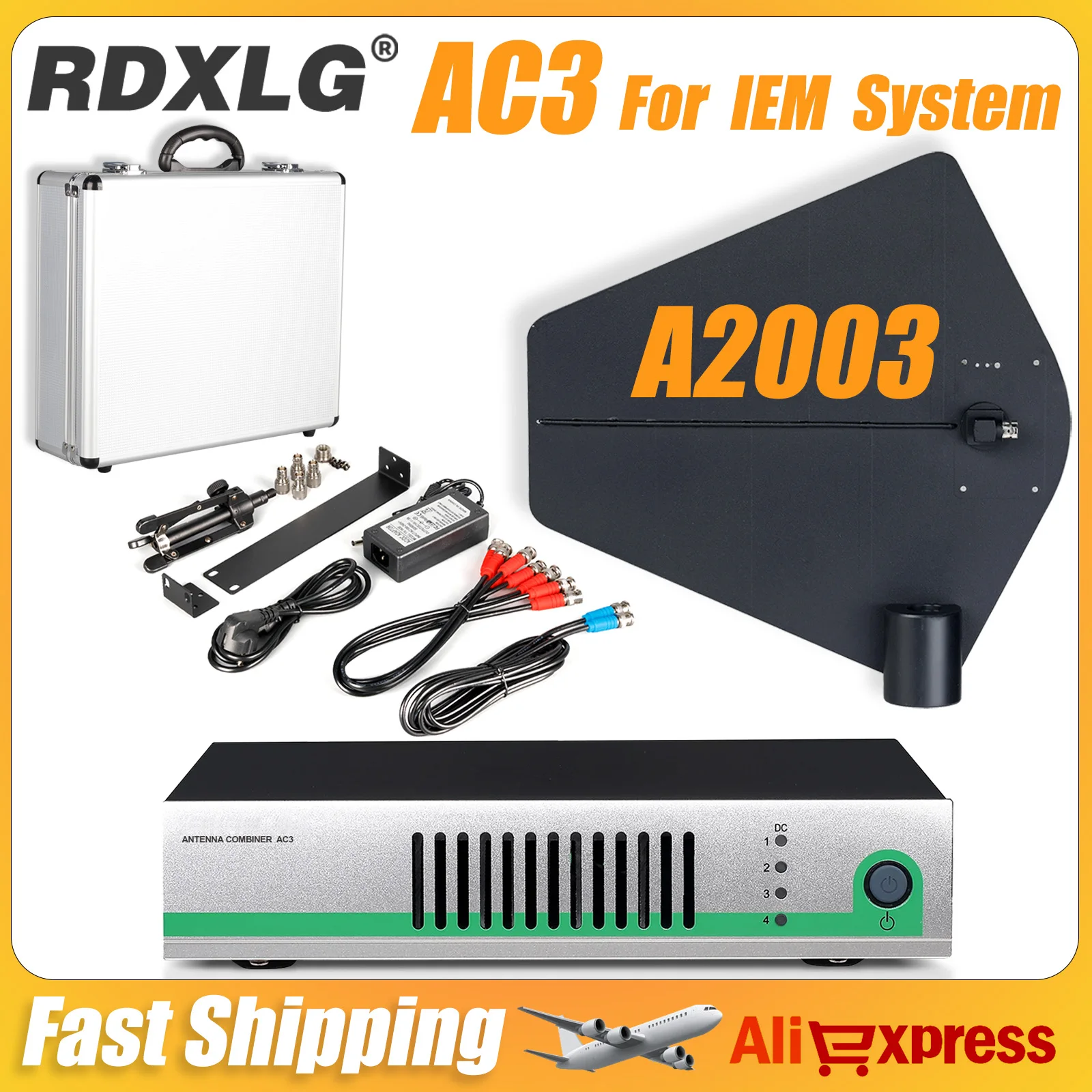 RDXLG AC3 Antenna Combiner & Paddles / AC10 Distribution Amplifier + Active Combiner 450-960Mhz For In Ear Monitor System