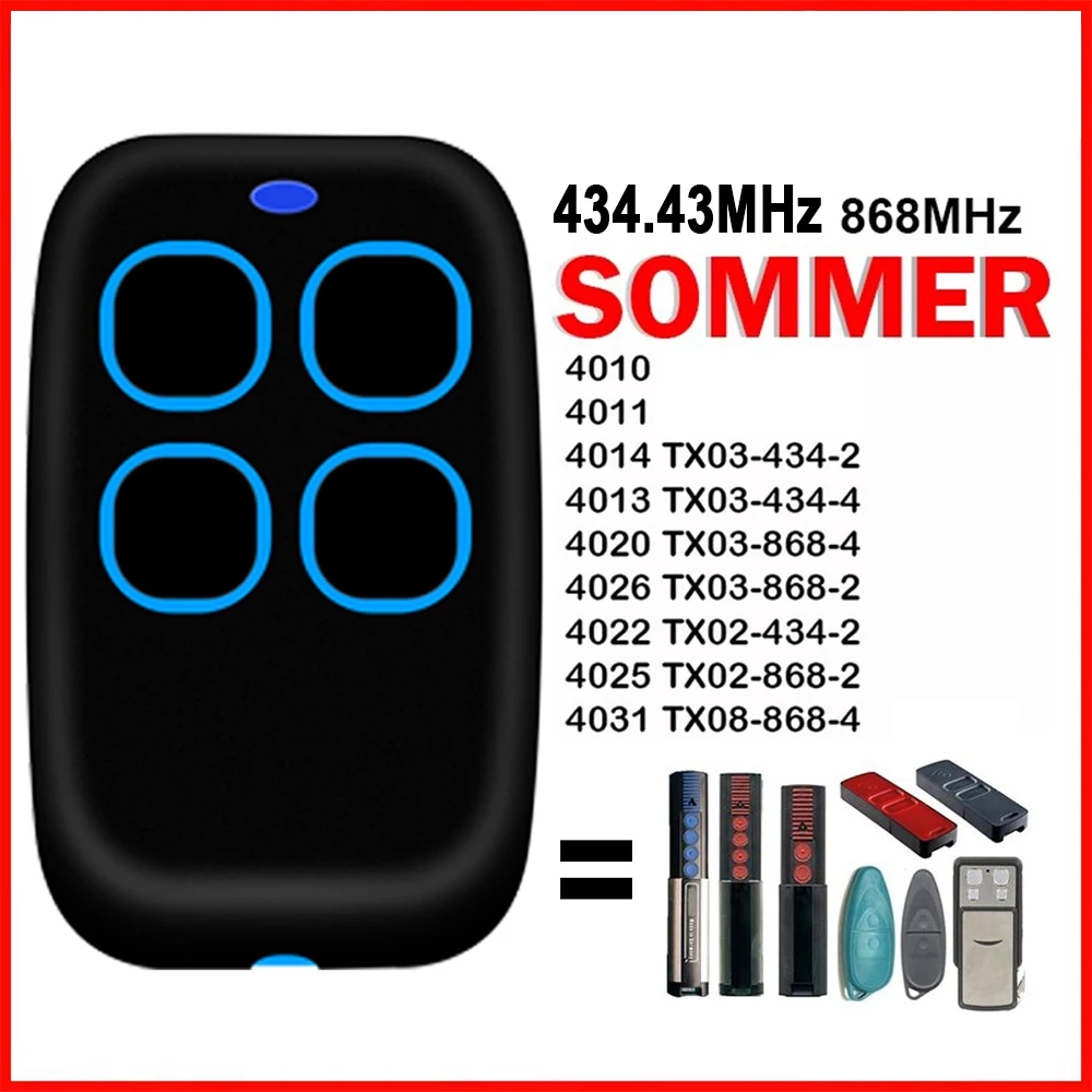 

SOMMER 434.43MHz 868MHz Remote Control For 4010 4011 4020 4014 4013 4026 4022 4025 4031 TX02 TX03 434-2/4 868-2/4 Garage Opener