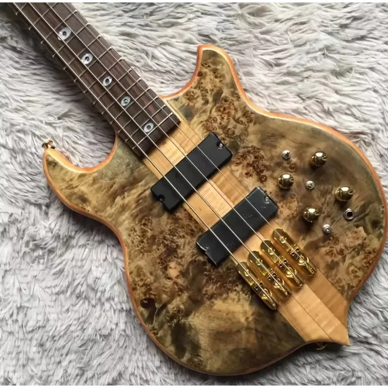 Custom  4 Strings Electric Bass Guitar Neck Through Body