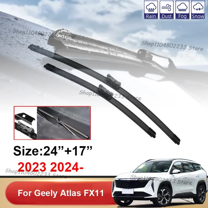 

2pcs Car Wiper Blades For Geely Atlas FX11 2024 2.0TD DCT Car Accessories Front Windscreen Wiper Blade Brushes Cutter