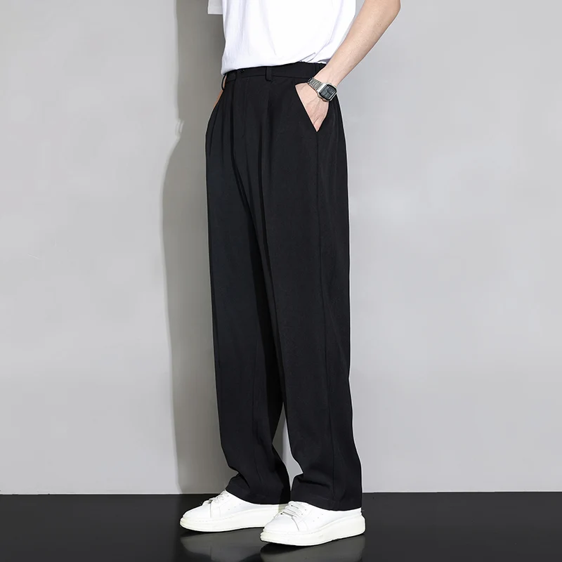 New Men Suit Pants Business Trousers  Casual Pant Solid Wide Leg  Straight Fashionable Streetwear Comfortable Fabric Oversize