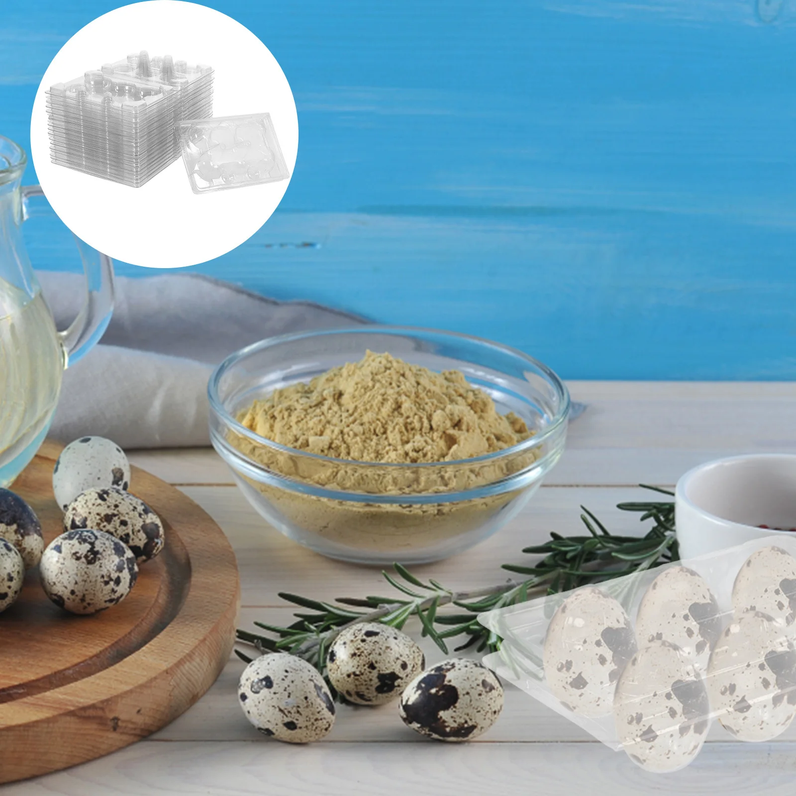 

50Pcs Quail Egg Tray Transparent 6 Grids PVC Egg Carrier Box Space Saving Storage Container for Refrigerator Camping Picnic