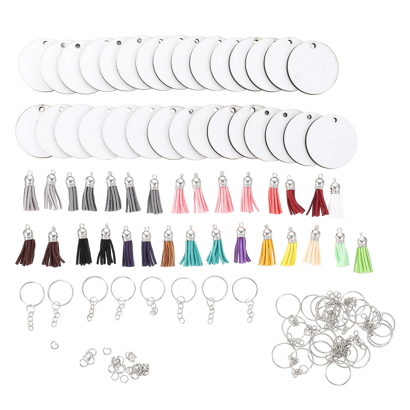 ชุดพวงกุญแจเปล่าสำหรับงานซับลิเมชั่น 1 ชุด สำหรับงาน DIY ทำเครื่องประดับ งานฝีมือ พวงกุญแจแบบถ่ายโอนความร้อน ป้ายเปล่าสำหรับพวงกุญแจ