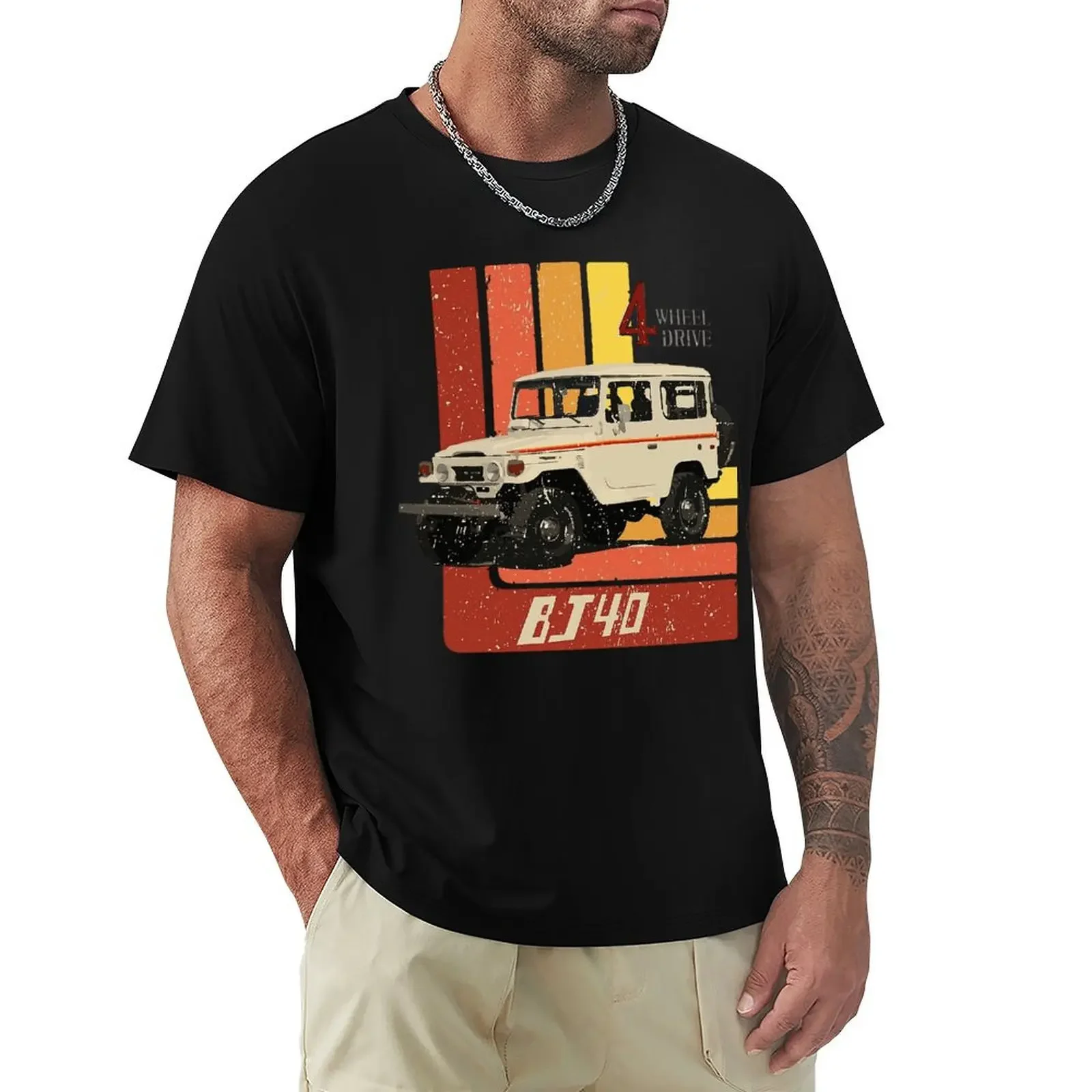 Men's T-Shirt Retro Land Cruiser FJ40 Jdm Humorous 100% Cotton Tee Shirt Short Sleeve Top Speed Car T Shirts Tops