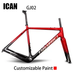 ICAN GJ02 Gravel Disc Brake Carbon Cyclocross Bike Bicycle Frame Internal Cable Routing Max Tire MTB 29er x 1.95 Road 700Cx45mm