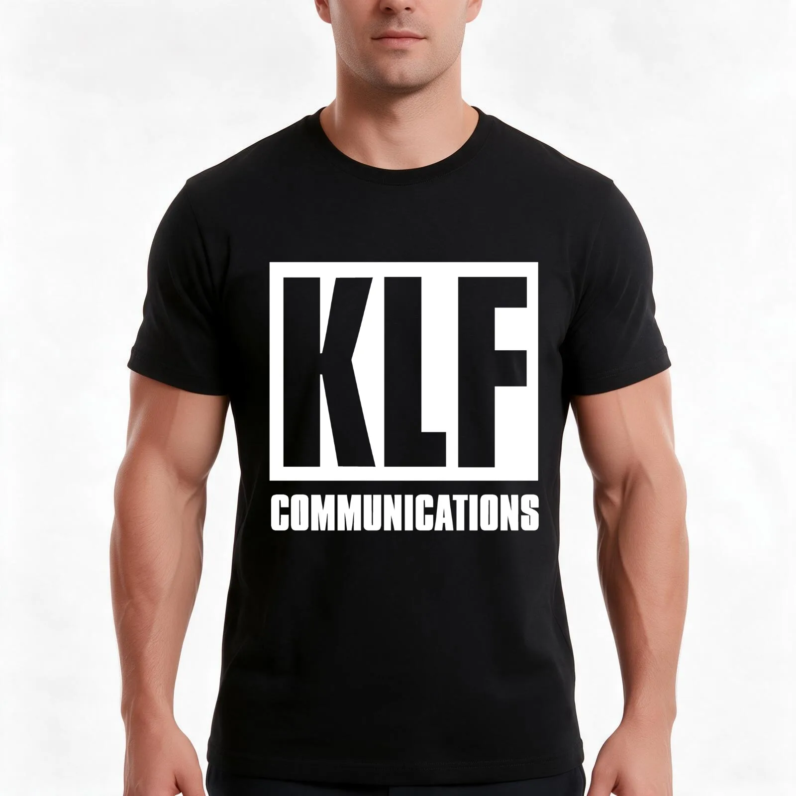 KLF Communications (white bg black letters) T-Shirt Summer Casual Cotton Tee Oversized Streetwear Tops Vintage Graphic Print