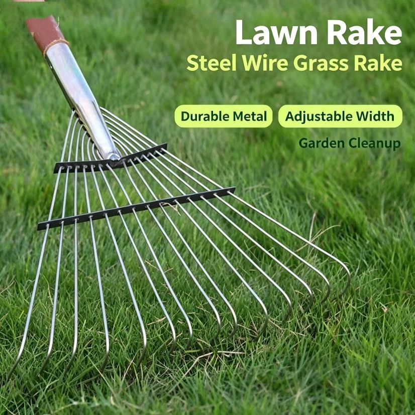 1Pcs Garden Leaf Rake Durable 14/16-Tooth Garden Rake For Gardeners Grass Farming Rake Iron Potting Landscapers Reliable Tools