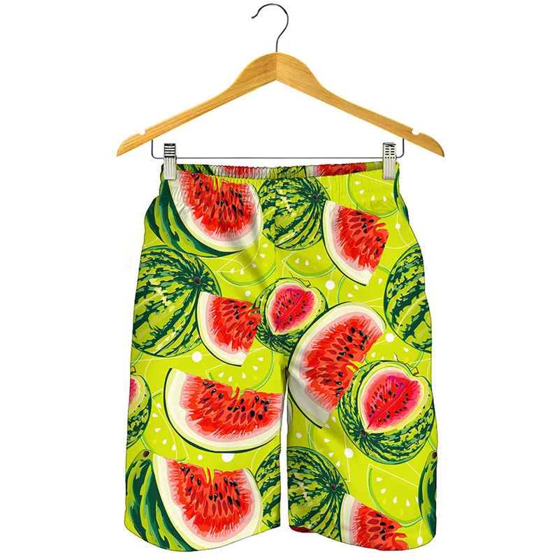 

Aloha Tropical Watermelon 3d Print Beach Shorts For Men Summer Cartoon Fruit Pattern Swim Trunks Quick Dry Surf Board Shorts