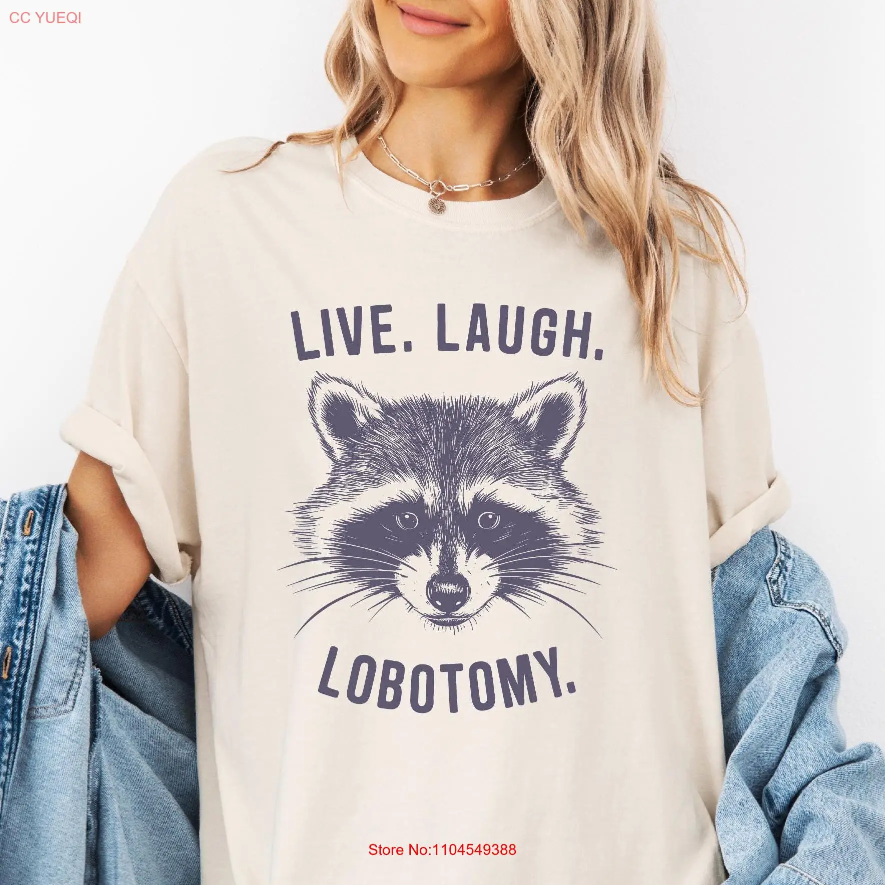 

Футболка Comfort Colors Live Laugh Lobotomy Raccoon Funny Silly Cute Meme Best Friend с длинными или короткими рукавами