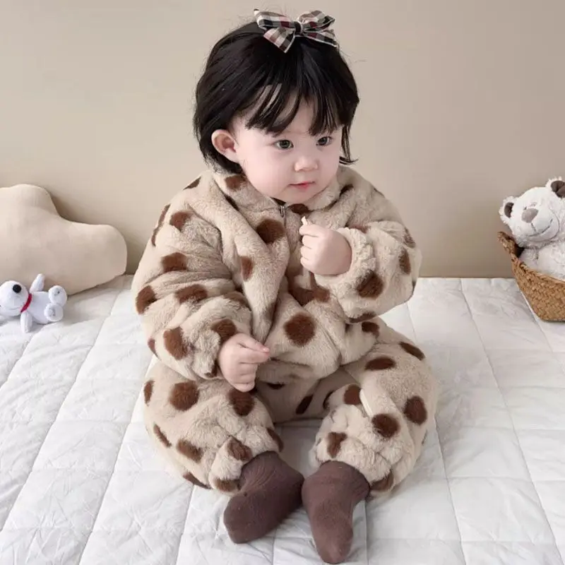 Baby Clothing Onesie Boys Girls Warm Super Cute Winter Fleece Lined Thick Outdoor Swaddle Suit Winter Clothing
