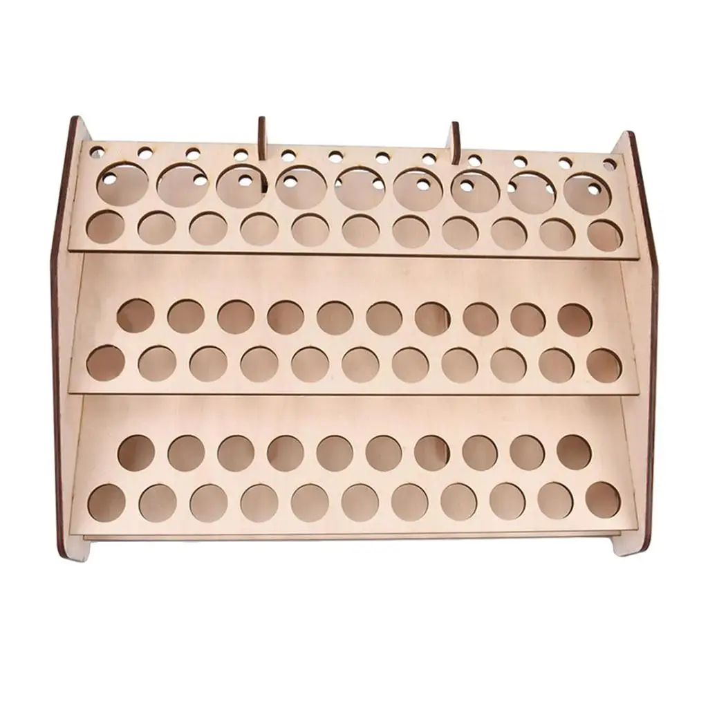 DIY 74-Holes Wooden Paint Rack Stand Painting Ink Bottle Storage Holder