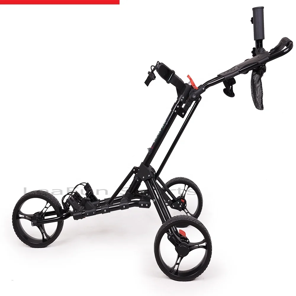 One-touch Easy Folding Manual Golf Trolley With Foot Brake Freewheel Multi-function Scorecard Holder