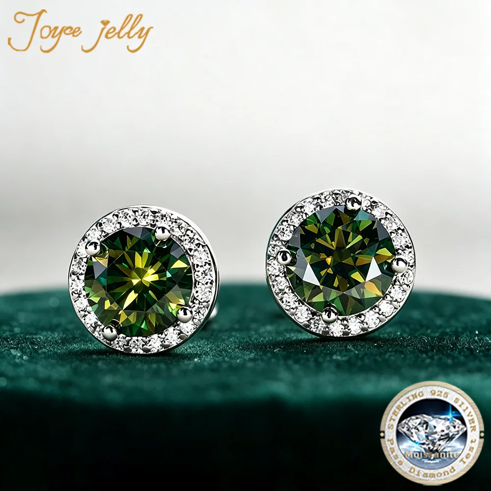 JoyceJelly Pendientes de Moissanita Coloridos de 0.5ct/1ct Unisex para Hombre y Mujer, Plata de Ley S925, Joyería Fina Brillante, Pendientes para Hombre