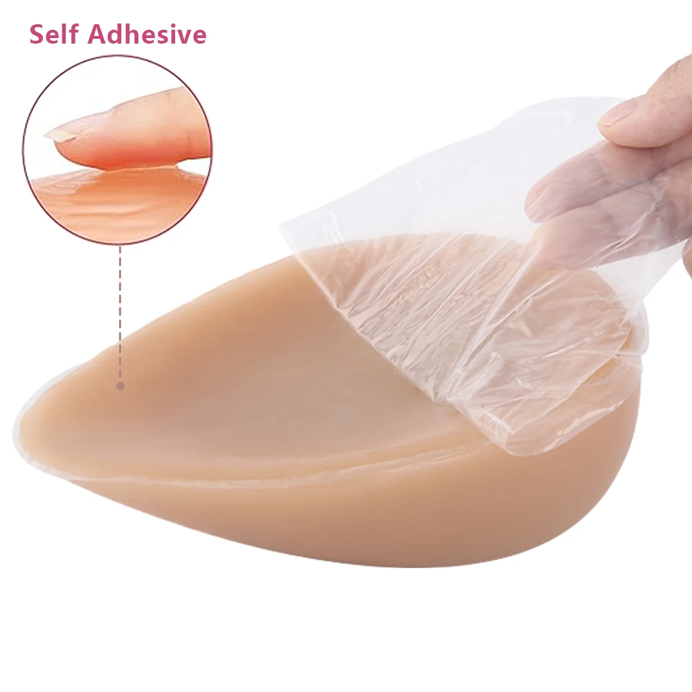 IVITA 1 Pair Suntan Self-adhesive Silicone Breasts Form Artificial Fake Boobs for Crossdresser Prosthesis Mastectomy Cosplay