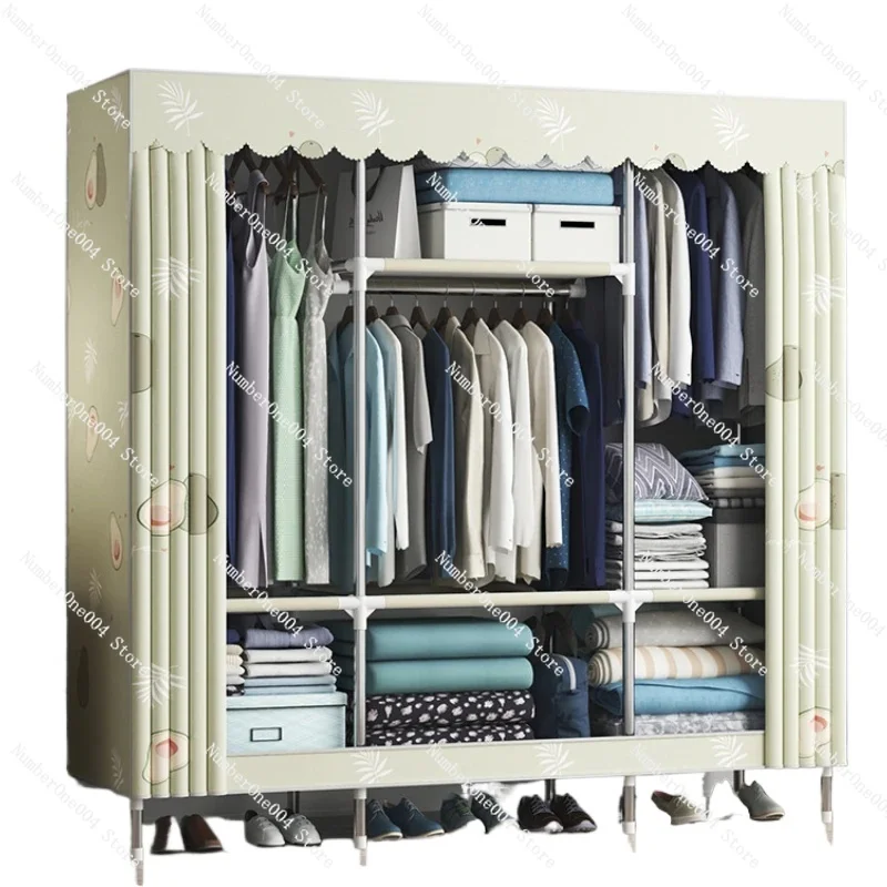 F150x45x170cm Extra Strong Linen Wardrobe Armarios Durable Portable Wardrobe Clothes Storage Organizer Closet with Hanging Rack