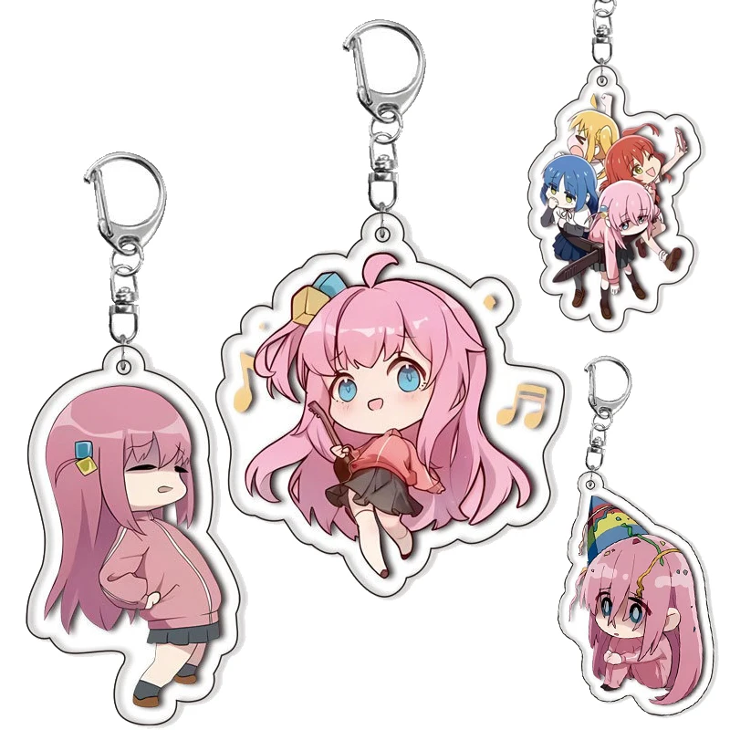 أنيمي كاواي بوتشي الصخرة! Gotoh Hitori جرلي القلب سلسلة مفاتيح مصنوعة من الأكريليك زينة حقيبة كرتونية سحر حلي معلقة الهدايا #1