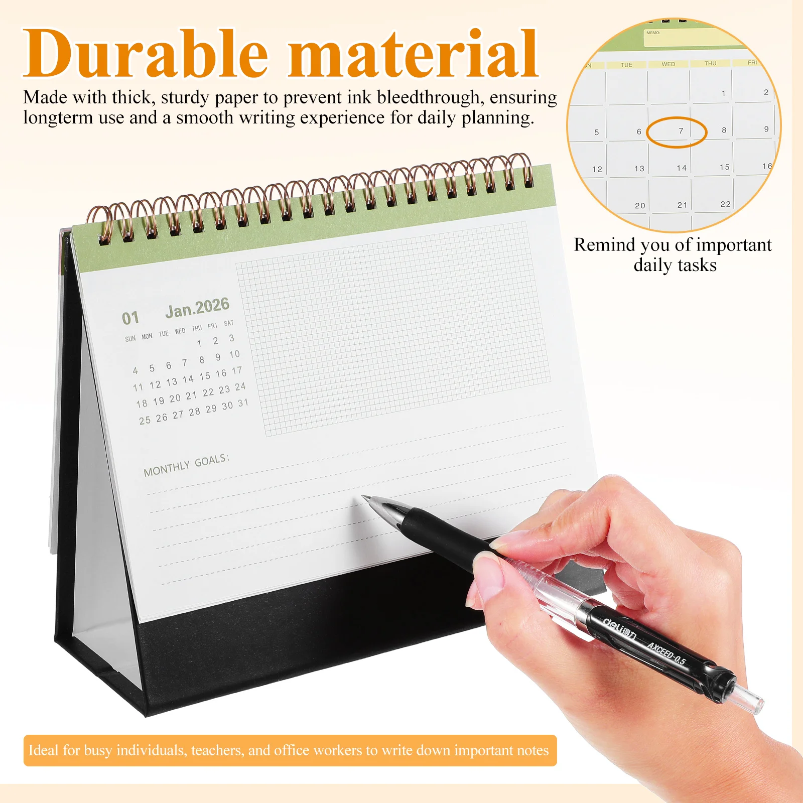 2026 تقويم مكتبي صغير الحجم مخطط الوجه الدائم لمكتب المنزل الجدول اليومي والتخطيط الشهري #3