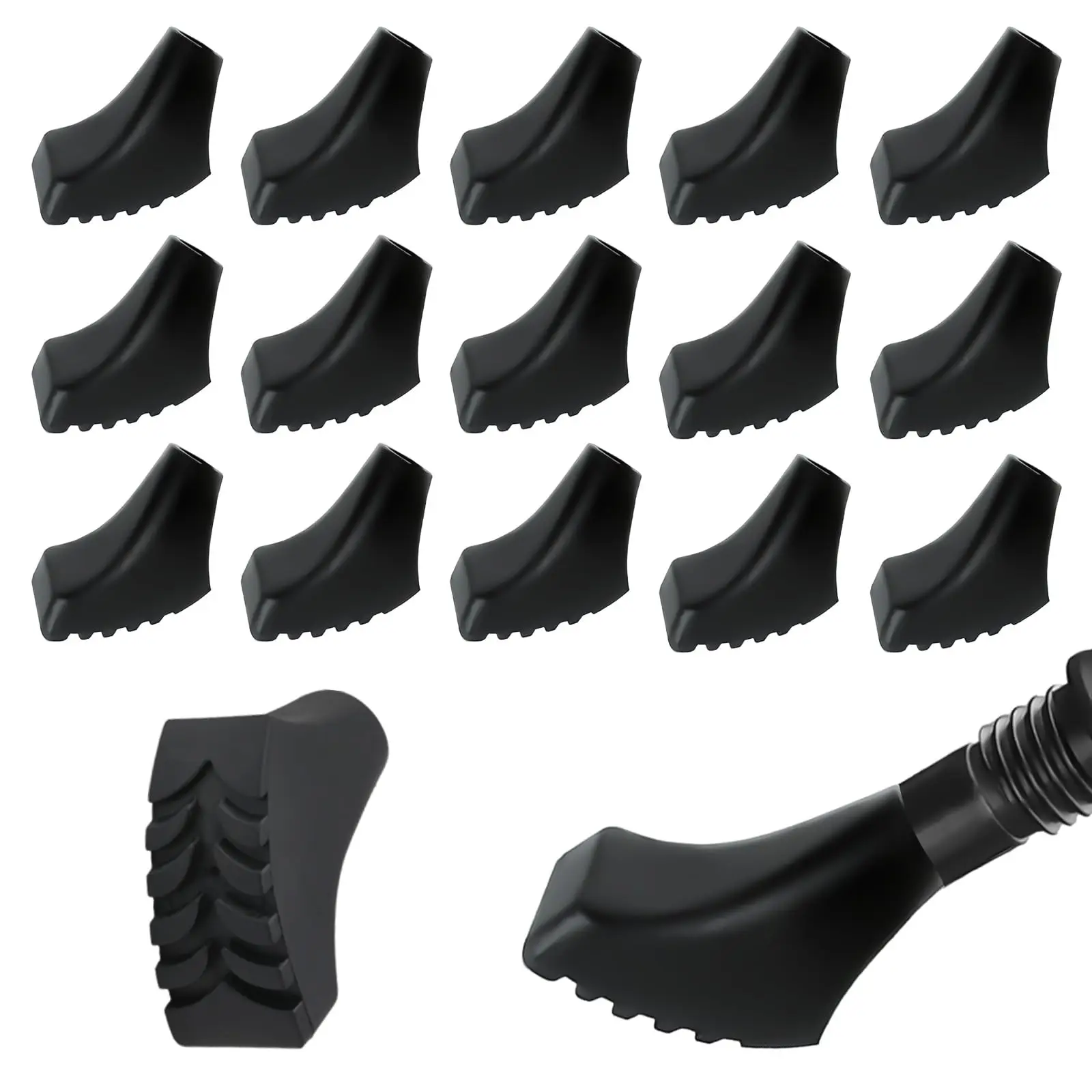 16-teilige Wanderstockspitzen: Offroad-Puffer für Trekking/Nordic Walking auf Kies/Asphalt